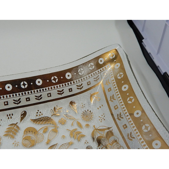 Georges Briard Glass Gold Persian Garden Plate Tray 11 Inch - Picture 6 of 11